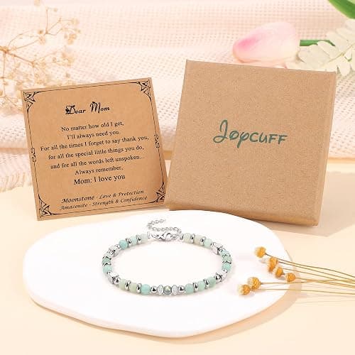 𝗚𝗶𝗳𝘁𝘀 𝗳𝗼𝗿 𝗪𝗼𝗺𝗲𝗻 𝗠𝗼𝗼𝗻𝘀𝘁𝗼𝗻𝗲 𝗕𝗿𝗮𝗰𝗲𝗹𝗲𝘁 Amazonite Colorful Imperial Jasper Stainless Steel Beads Bracelets, Graduation Mothers Day Christmas Birthday Gifts for Her Women thumbnail 6
