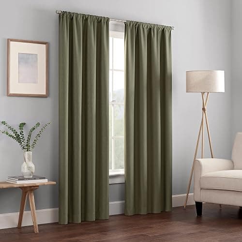 ECLIPSE Kendall Modern Blackout Thermal Rod Pocket Window Curtain for Bedroom or Living Room (1 Panel), 42" x 95", Artichoke - Image 1