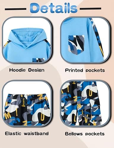 mksodopy Boys Clothes Boy Outfits 2-Piece Long Sleeve Hoodie and Camouflage Pants Boys Clothing for 6-16 Years thumbnail 7