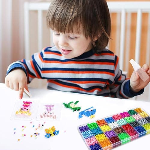 Fuse Beads Kit for Girls Ages 6+ – 4400 Pcs 5mm Beads in 32 Colors with Spray Bottle, Puzzle Guide, Clamps & Chains | Creative DIY Arts & Crafts Gift thumbnail 4