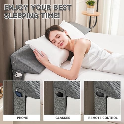 IFNOW Queen Size(60"x6"x10") Bed Wedge Pillow for Headboard, Mattress Gap Filler(0-8"), Bed Wedge for Gap Between Your Headboard and Mattress Dark Grey thumbnail 7