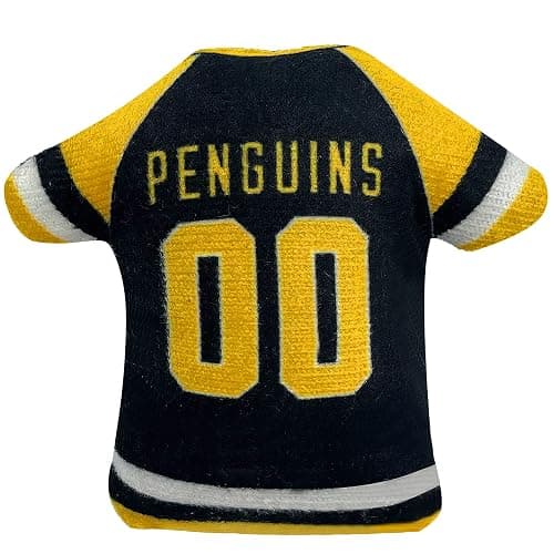 NHL PITTSBURGH PENGUINS Plush Cat Toys Set of 3 - Jersey, Hockey Puck & #1 Fan Cat Toys filled with Fresh Catnip. Team Logo thumbnail 2