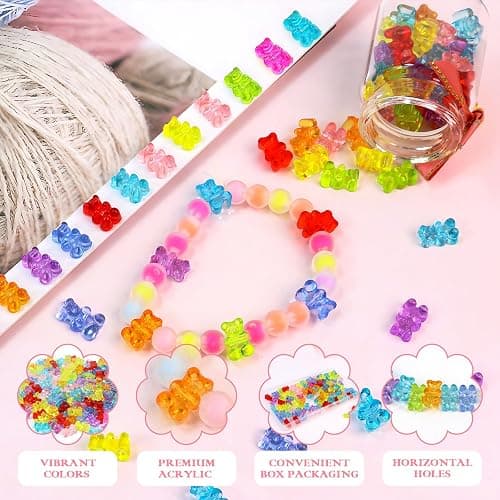 200PCS Clear Acrylic Bear Beads - Vibrant Candy-Colored Gummy Charms for Jewelry Making, Perfect Beads for Bracelets, Necklaces, DIY Crafts & Slime. Adorable Kandi Beads to Spark Creativity! thumbnail 4
