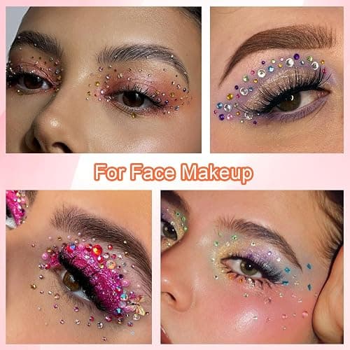 Canvalite 7000Pcs Flat Back Rhinestones Kit – Colorful Face Gems & Nail Art Rhinestones with Multi Shape Crystal Gems (Heart Star), Quick Dry Makeup Glue, Wax Pen, Tweezers for Face Nail Craft thumbnail 6
