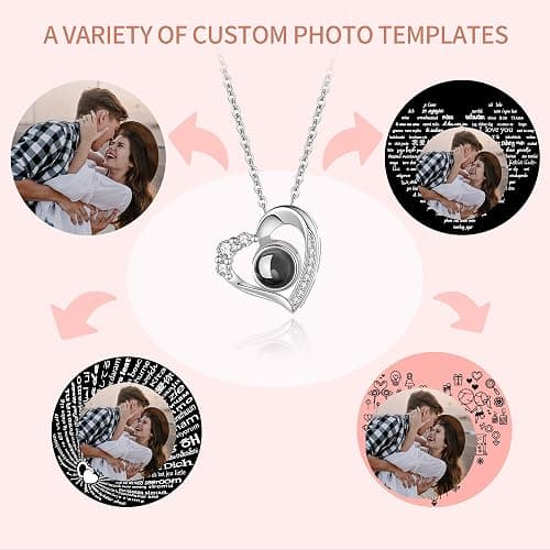 Easycosy Personalized Picture Necklace Projection Necklace with Photo Inside - Custom Photo Heart Pendant Necklace - Photo Gifts Christmas Birthday Love Memorial Gifts for Girlfriend Wife Women thumbnail 6