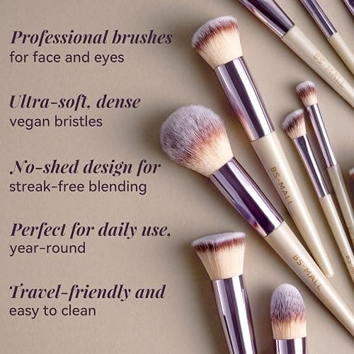 BS-MALL Makeup Brush Set 18 Pcs Professional Foundation Powder Concealers Eyeshadow Blush Synthetic Makeup Brushes with Labeled instruction Black Case Upgraded Version | Professional Foundation Powder Concealers Eyeshadow Blush Synthetic Makeup Brushes thumbnail 5