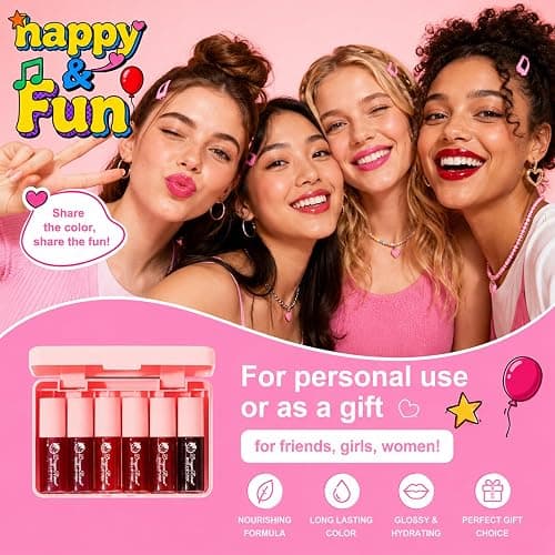 6 Colors Lip Tint Stain Set, Korean Makeup Lip Stain for Girls, Cute Stuff | Multi-use Lip and Cheek Tint, Moisturizing Mini Liquid Lipstick, Long lasting Non-Stick Cup Waterproof, Lip Color Makeup thumbnail 7