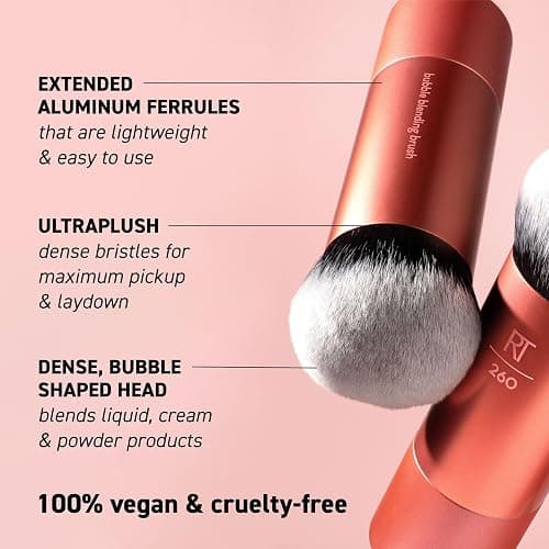 Real Techniques Bubble Blending Makeup Brush, Multipurpose Foundation Brush For Liquid, Cream, & Powder Products, Unique Round Brush Head, Synthetic Bristles, Vegan & Cruelty Free, 1 Count thumbnail 3