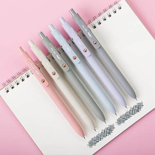 Mr. Pen- Retractable Gel Pens with Rose Gold Ring and Ball, 6 Pack, Morandi Barrels, Japanese Black Gel Pens, Fast Dry, Fine Point 0.5mm thumbnail 7