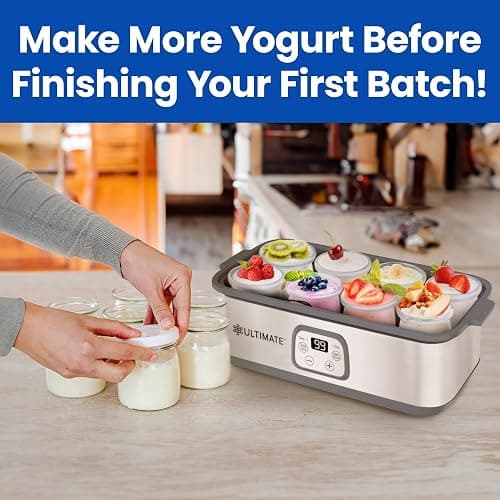 Ultimate Yogurt Jars - Make More Delicious Yogurt! 8 Count Small Glass Yogurt Cups With Lids - 100% BPA Free, Airtight & Dishwasher Safe! Perfect Containers for Yoghurt, Oatmeal, Pudding, or Jello - Yogurt Jars (6oz, 8-count) thumbnail 4