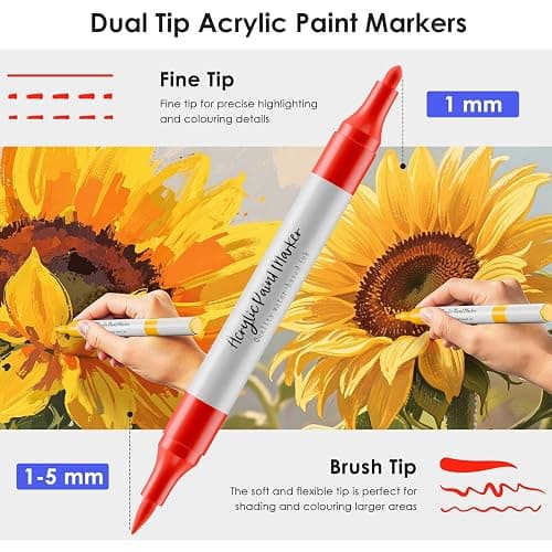 80 Colors Dual Tip Acrylic Paint Markers, Fabric Markers, Brush Tip Permanent Acrylic Paint Pens for Wood, Glass, Rocks, Paper, Coloring book,Ceramic,DIY Crafts for Adults,Kids and Art School Supplies thumbnail 4