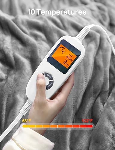 Electric Heated Blanket, Heated Throw Blanket 60" x 50" Soft Flannel Fast Heating Blanket with 10 Heating Levels 1-12 Hours Timer Auto-Off Protection Gifts for Women Men thumbnail 4
