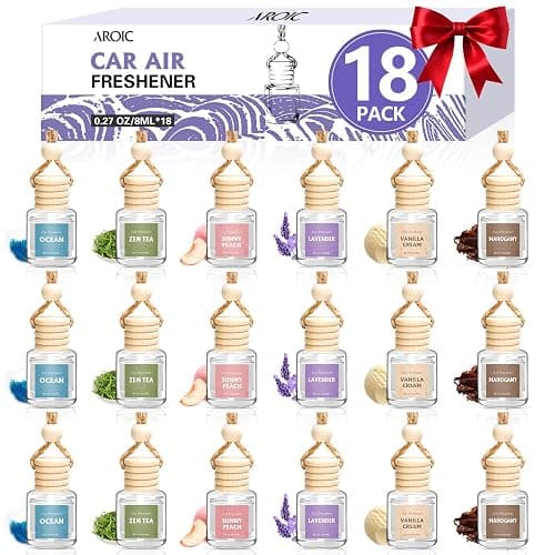 AROIC Car Air Freshener,18 Pack Long Lasting Hanging Air Freshener Diffuser | 6 Scents Essential Oil Vehicle Aroma Fragrance Set Mothers Day Gift for Women & Men (8ml Each) - Image 1