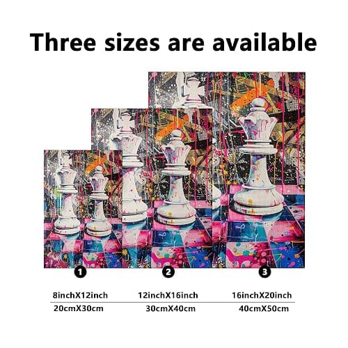 Spring Abstract Chess Canvas Wall Art, Multi-Color Graffiti King and Queen Poster Prints, Modern Wall Art Home Decor For Living Room, Bedroom, Office, Glamorous Unframed 8x12 Inch thumbnail 6
