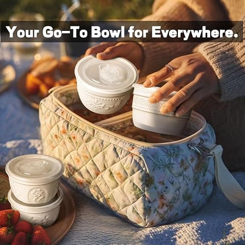 Artena Ramekins with Lids, Creme Brulee Ramekins Oven Safe, Ceramic Pudding Cups, Souffle Cups, Custard Cups, Dipping Sauce Cups, Food Storage Containers with Lids, Set of 4 (Multiple Patterns, 8 oz) thumbnail 5