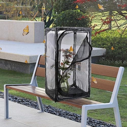 30" Heavy Duty Monarch Butterfly Habitat, Outdoor Collapsible Insect Mesh Cage Terrarium Pop-up with Zipper Protection thumbnail 7