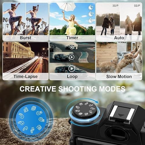 Yatao Digital Cameras for Photography and Vlogging, 6K 64MP Flip Screen, Dual Lens, Microphone for Video, 64GB TF Card, Compact Photo WiFi Camera for YouTube Kit Travel, Beginners (Black) thumbnail 4