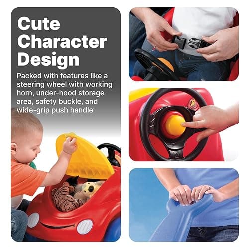 Step2 Push Around Buggy Kids Push Car, Toddler Ride-On Toy with Seat Belt and Horn, Red, Ages 18 Months+ thumbnail 4