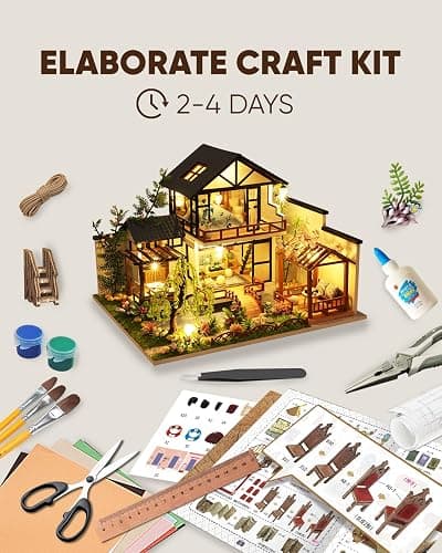 DIY Miniature House Kit, DIY Dollhouse Kit for Adults to Build, Mini House Kit with LED, Model Building Diorama Kits, Ideal Gifts for Birthday, Valentine Christmas(Janpanese House) thumbnail 4