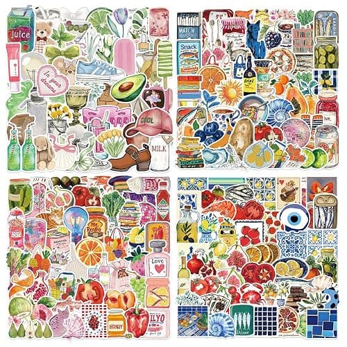 Lot de 200 autocollants esthétiques alimentaire, autocollants en vinyle, mignons et girly, pour bagages, scrapbooking, skateboard, guitare, cadeau pour adolescentes, enfants et filles. - Image 1