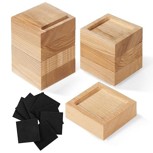 Bed Risers, Furniture Risers (Set of 8-Height 1") Can be Adjusted to 2'' 3''or 4'', Lifts Furniture Risers, Solid Natural Wood Risers, Non-Slip Recessed Hole (Square-Natural Color) - Image 1