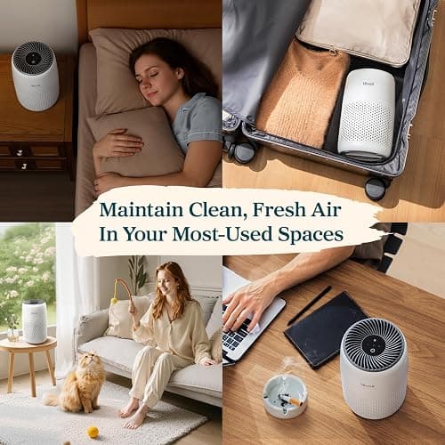 LEVOIT Air Purifier for Bedroom Home, Quiet HEPA Filter Cleaner with Fragrance Sponge & 3 Speed for Better Sleep, Air Frenshener, Allergies, Dust, Pet Dander, Odour, Smoke, Office, Desktop, Core Mini thumbnail 6