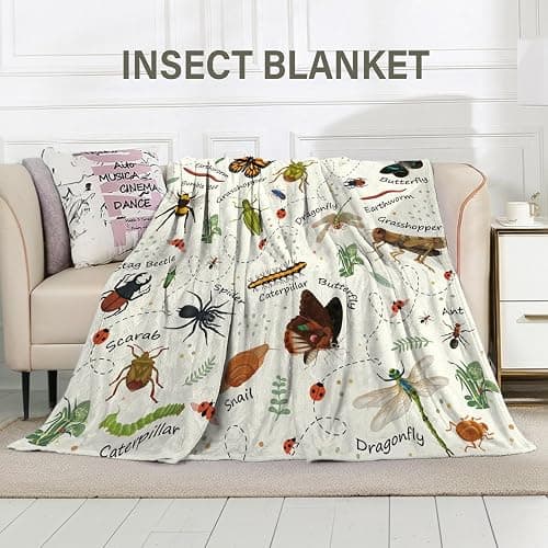 LARIAU Insects Blanket Gifts for Women, 50"*60" Blanket Gift for Boys Girls Birthday Christmas Thanksgiving, Insect Bug Decor, Entomology Gifts for Adult Who Love Bugs thumbnail 3