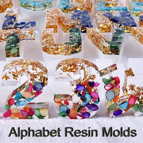 ZQYSING Alphabet Molds, Large Reversed Letter Number Alphabet Silicone Molds with Hole for Epoxy Resin Casting Keychain Jewelry Pendant Gift Making thumbnail 5