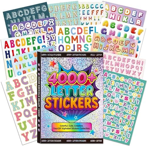 4000 Pcs+ Letter Stickers, 52 Sheets Alphabet Stickers Self-Adhesive Colorful Number Sticker Letters for Scrapbooking DIY Crafts Journaling School Projects Notebook Junk Journal Laptop Classroom Decor - Image 1