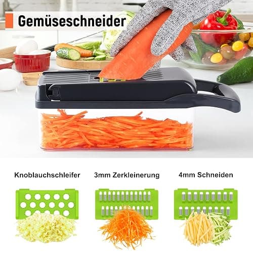 16 in 1 Vegetable Cutter, Multifunctional Vegetable Cutter, Vegetable Chopper, Dicer with 7 Interchangeable Blades, Vegetable Slicer Dicer for Slicing Fruit Vegetables, Carrot, Potato, Onion, Garlic thumbnail 5