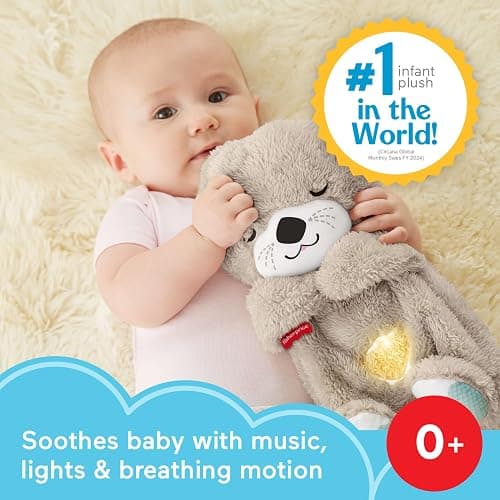 Fisher-Price Baby Toy Soothe 'n Snuggle Otter Portable Plush Sound Machine with Music Lights & Breathing Motion for Newborns 0+ Months thumbnail 2