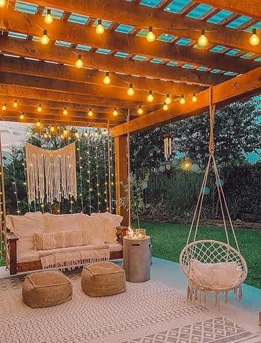Larkvue 25FT Solar String Lights Outdoor with Remote, Waterproof Dimmable 3 Modes Patio Lights with 10+1 LED Shatterproof G40 Bulbs for Wedding-Brown thumbnail 6