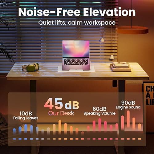 HUANUO 32" Small Electric Standing Desk Adjustable Height, 4 Memory Height Settings, Sit Stand Up Desk for Home Office & Computer Workstation, LightWalnut thumbnail 7