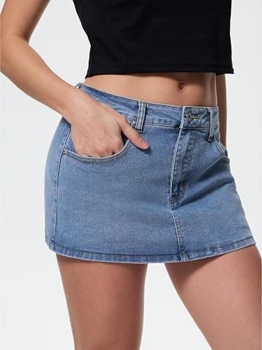 EMMIOL Women Denim Skort Skirt Stretchy Mid Waist Y2K Sexy Mini Skirts Dressy Casual Jean Skorts thumbnail 3