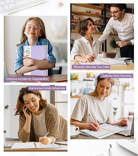 2026 Planner, Weekly and Monthly Calendar Planner from January 2026 - December 2026, 8.5" x 11" Hardcover Leather Hourly Appointment Book with Tabs, Spiral Daily Planners for College School Work Home, Purple thumbnail 7