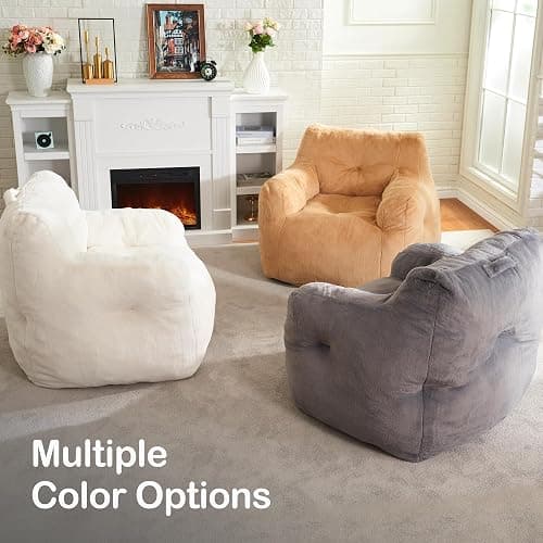 Hobestluk Bean Bag Chair for Adult Small Bean Bag Chairs with Arms Furry Beanbag Chair with Foam Filler Stuffed Bean Bag Sofa for Reading in Bedroom Living Room and Dorms(Grey) thumbnail 8