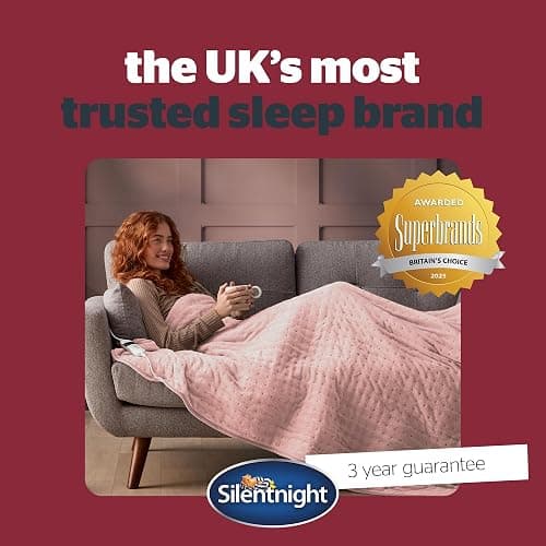 Silentnight Comfort Control Heated Throw Blanket - Luxury Fleece Electric Heated Overblanket for Sofa Bed with 9 Heat Settings, Fast Heat-up and Safety Shut Off - Machine Washable - 120x160cm - Blush thumbnail 8
