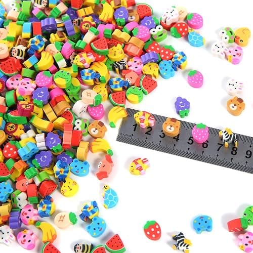 300 Pieces Mini Erasers for Kids, Bulk Small Animal Fruit Pencil Erasers Assortment for Home Rewards, School Supplies and Gift Filling thumbnail 3