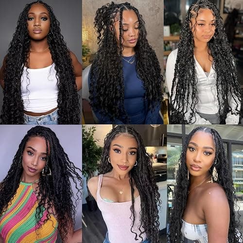 ZRQ Deep Wave Crochet Hair Natural Black 18 Inch 3 Packs Ocean Wave Curly Braiding Hair for Boho Braids Synthetic Curly Crochet Hair For Women #1B thumbnail 6