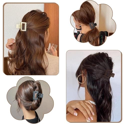 6 Pack Claw Clips Hair Clips for Women Girls Medium Rectangle 2 Inch Small Hair Clips for Thin or Medium Thick Hair thumbnail 5