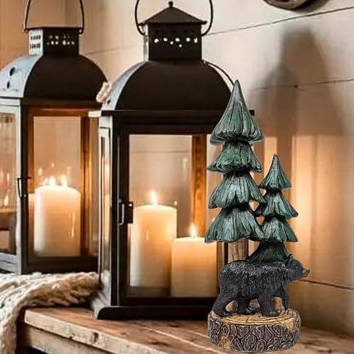 BestGiftEver Rustic Bear with Pine Tree Tabletop Figurine - Woodland Forest Cabin Lodge Décor - Standing Resin Bear Statue for Mountain Home Decoration thumbnail 8