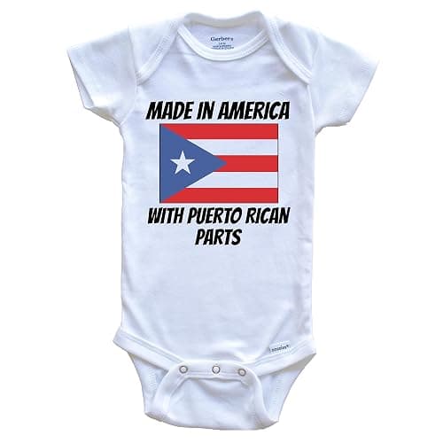Really Awesome Shirts Made In America With Puerto Rican Parts Puerto Rico Flag Funny One Piece Baby Bodysuit - Image 1