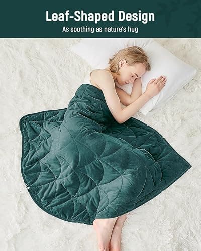 Weighted Lap Blanket 7 lbs for Adults, Luxury Soft Small Weighted Blanket, Compact Portable Weighted Lap Pad for Relaxation, Sleeping, Travel, All-Season Use, Forest Green, 40" x 52" thumbnail 2