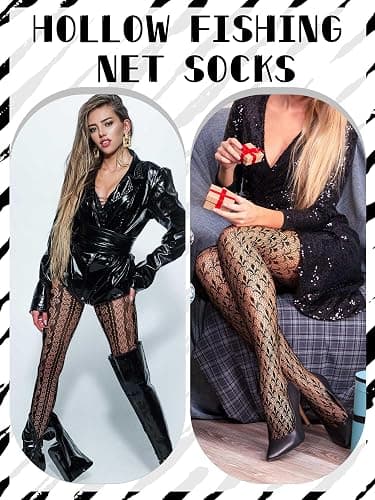 ramede 10 Pairs Fishnet Thigh High Stockings for Women Lace Mesh Fish Nets Tights High Waist Fishnet Leggings Pantyhose thumbnail 5
