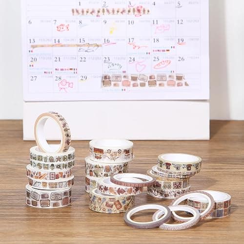 Mr. Pen- Washi Tape Set, 21 Rolls, Assorted Sizes, 5 Yards/Roll | Washi Tape for Scrapbook, Arts, Crafts, Journals and Planners, Nostalgic Theme thumbnail 8
