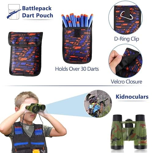 2 Pack Kids Tactical Vest Kit for Nerf Guns Game N-Strike Elite Series Wars with Refill Darts, Reload Clips, Dart Pouch, Tactical Mask, Wrist Band and Protective Glasses for Boys ,Girls thumbnail 4