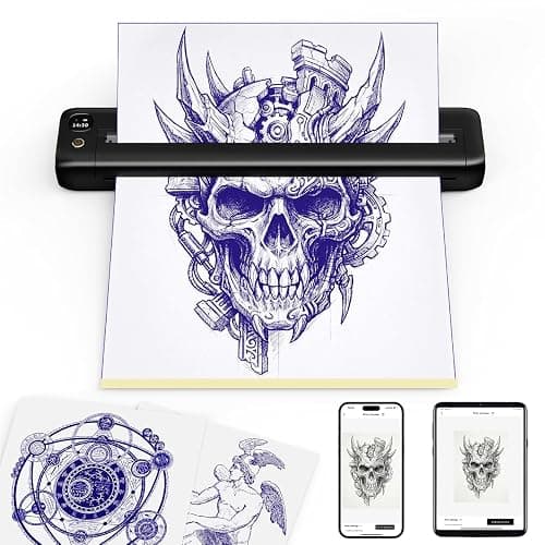 Rongta Tattoo Stencil Printer, Wireless Tattoo Machine, Tattoo Supplies for Perfessional and Beginners, Bluetooth/USB Connectivity, Black - Image 1