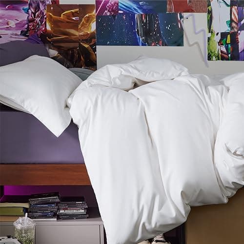 Bedsure Duvet Cover Twin/Twin XL Size for Kids- Extra Soft Double Brushed Bedding Set with Zipper Closure, 2 Pieces, Includes 1 Duvet Cover (68"x90") & 1 Pillow Sham, Comforter Not Included, White thumbnail 2