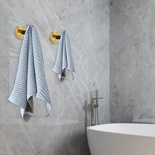 Homagic 4 Pack Robe Towel Hooks Coat Black Gold Wall Hook Stainless Steel Heavy Duty Door Hanger Towel Robe Clothes Cabinet Closet Sponges Hook for Bathroom Bedroom Kitchen Hotel Pool thumbnail 2
