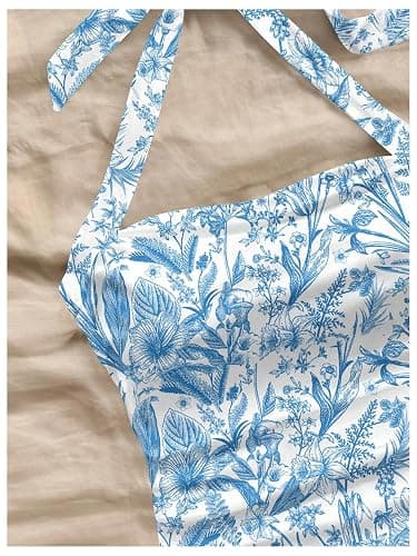 Floerns Women's 2 Pack Boho Floral Halter Tops Going Out Crop Tank Tops Vacation Cute Summer Tops Date Outfits thumbnail 3
